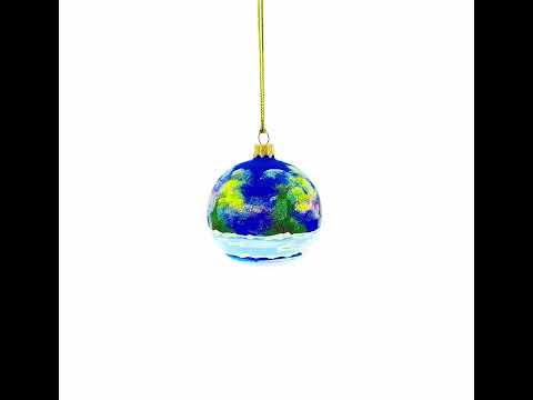 Enchanted Christmas Night Winter Village Blown Glass Ball Ornament 3.25 Inches