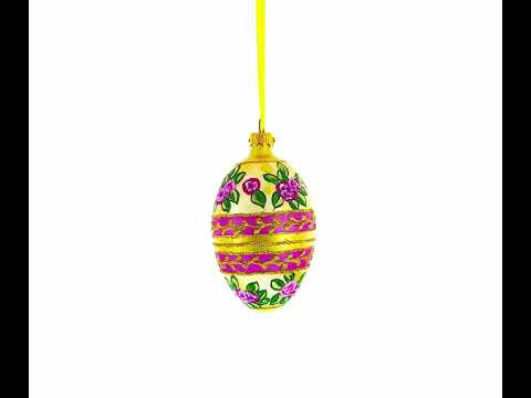 Bee and Roses Glass Egg Ornaments 4 Inches