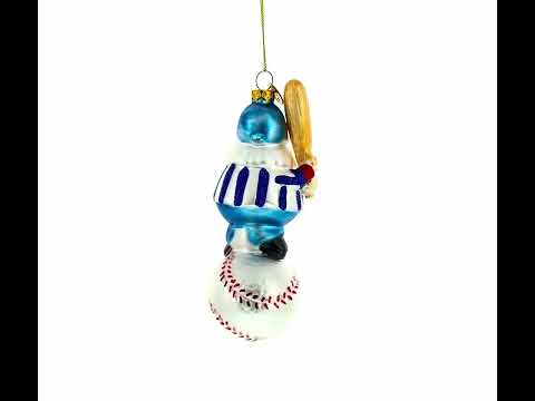 Santa the Baseball Player Blown Glass Christmas Ornament