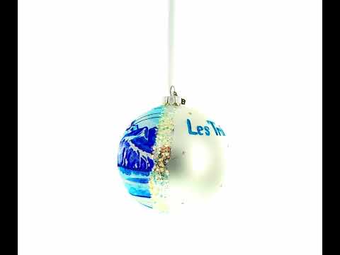 Les Trois Vallees Ski Resorts, France Glass Ball Christmas Ornament 4 Inches