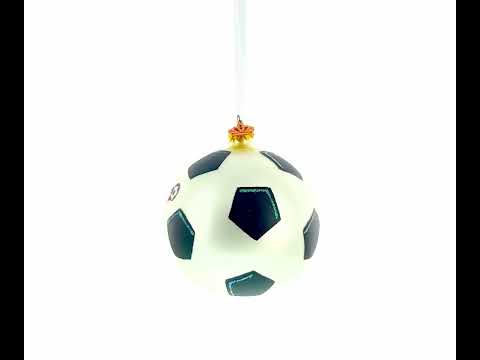 Soccer Player in Action Blown Glass Ball Christmas Sports Ornament 3.25 Inches