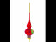 Santa Climbing Down Chimney on Red Mouth Blown Glass Christmas Tree Topper 11 Inches