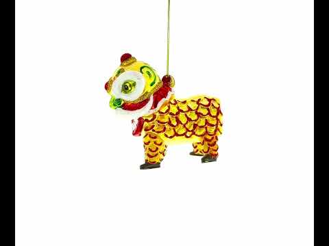 Festival Yellow Dragon Blown Glass Christmas Ornament