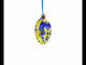 Golden Swirls on Blue Glass Egg Ornament 4 Inches