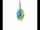 Jewels and Golden Scrolls on Glitter Blue Glass Egg Christmas Ornament 4 Inches