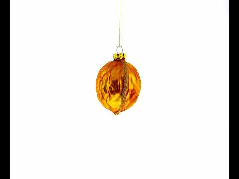 Realistic Walnut Blown Glass Christmas Ornament