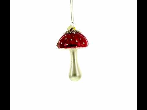 Fly Agaric Amanita Mushroom Blown Glass Christmas Ornament