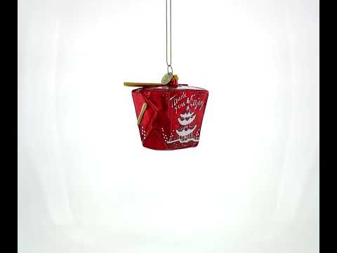 Chinese Takeout Blown Glass Christmas Ornament