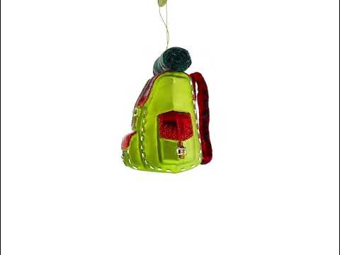 Adventurous Hiking Backpack Blown Glass Christmas Ornament