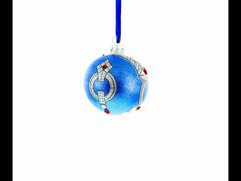 Elegancia elegante: adorno navideño con bola de vidrio soplado con anillo de lujo de diseñador francés de 3,25 pulgadas