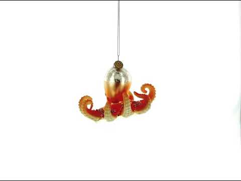 Bright Octopus Blown Glass Christmas Ornament