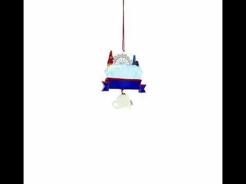 London City Skyline with Tea Cup Resin Christmas Ornament