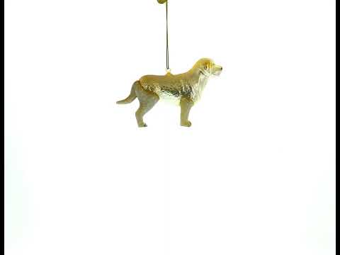 Radiant Golden Retriever in Glitter Glass Christmas Ornament