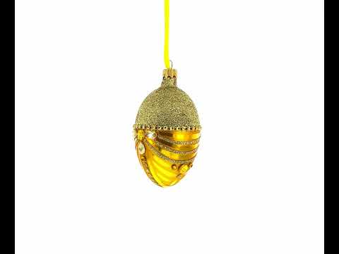 Glittered Orange Glass Egg Christmas Ornament 4 Inches