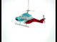 Blue and Red Helicopter Blown Glass Christmas Ornament