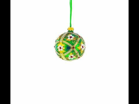 Adorno navideño con joyas en bola de cristal verde de 3,25 pulgadas