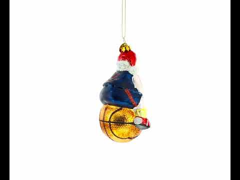 Cheerful Santa Basketball Player - Festive Blown Glass Christmas Ornament