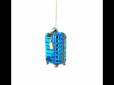 London Landmarks Suitcase Blown Glass Christmas Ornament