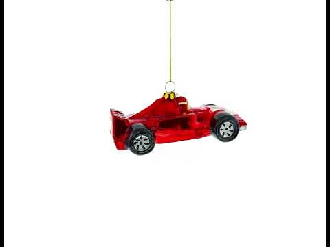 Sleek Racing Sports Car Blown Glass Christmas Ornament