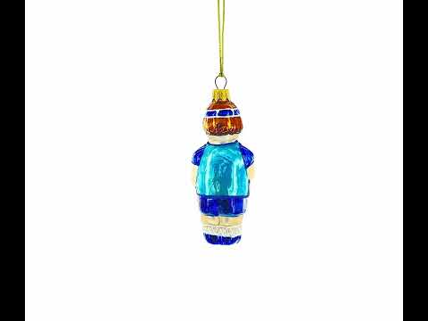 Tennis Player Mini Glass Christmas Ornament