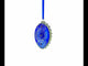 Silver on Blue Jeweled Glass Egg Ornament 4 Inches