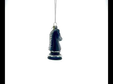 Black Knight Chess Glass Christmas Ornament