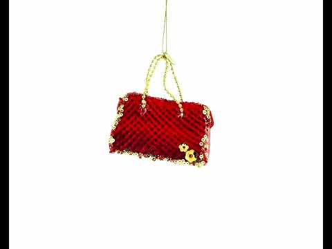 Red Purse Blown Glass Christmas Ornament