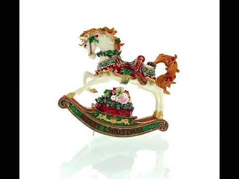 Rocking Horse Carrying Gifts Christmas Musical Figurine