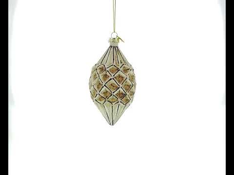 Geometric Vintage-Style Rhombus Finial Blown Glass Christmas Ornament