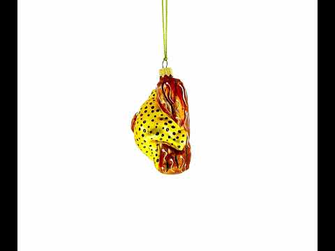 Leopard Climbing a Tree Branch Mini Glass Christmas Ornament