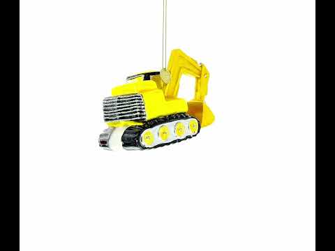 Excavator Blown Glass Christmas Ornament