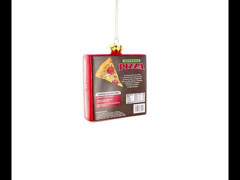 Supreme Pizza Box Blown Glass Christmas Ornament