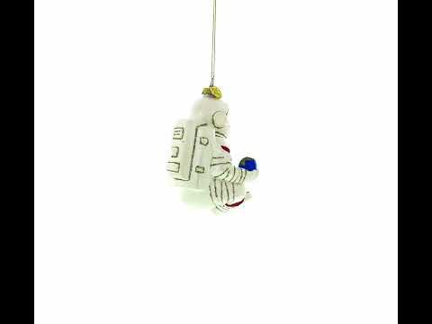 Santa Astronaut Blown Glass Christmas Ornament