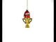 Football Trophy in Santa Hat Blown Glass Christmas Ornament