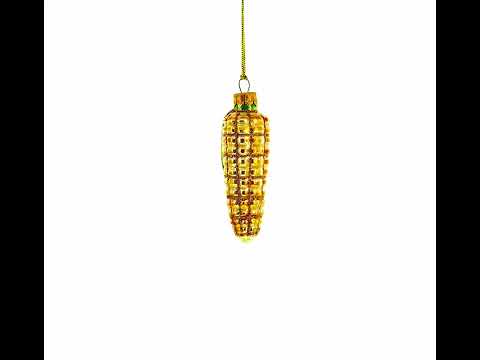 Glittered Corn on the Cob Mini Glass Christmas Ornament