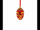 Blue Jewels On Red Glass Egg Ornament 4 Inches