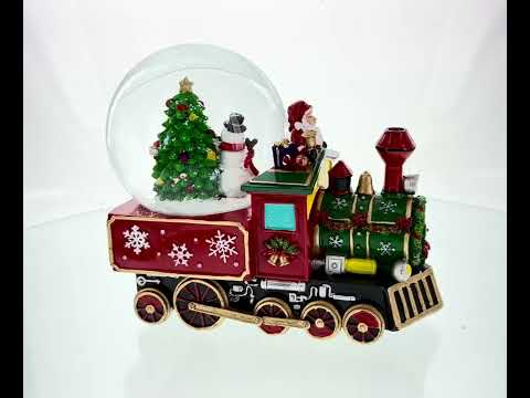 Santa Train Express Delivering Tree Musical Water Globe