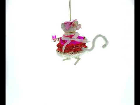 Elegant Mouse Toasting with Wine Glass Christmas Ornament