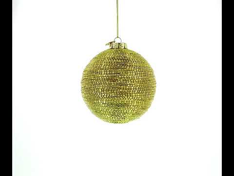 Beaded Gold Glass Ball - Luxurious Blown Glass Christmas Ornament