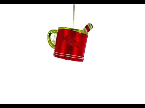 Festive Cup with Candy Cane Drink - Blown Glass Christmas Ornament
