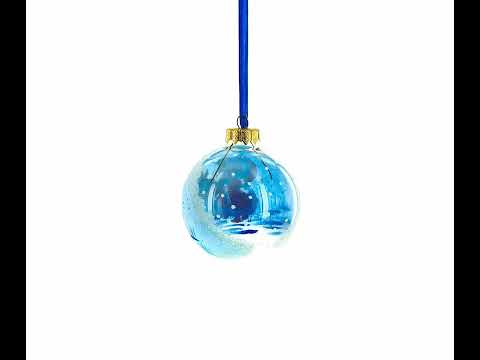 Girl and Reindeer Blown Glass Ball Christmas Ornament 3.25 Inches