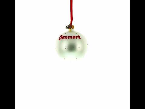 Flag of Denmark Glass Ball Christmas Ornament 3.25 Inches