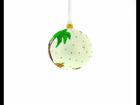 Festive Camel Blown Glass Ball Christmas Ornament 4 Inches