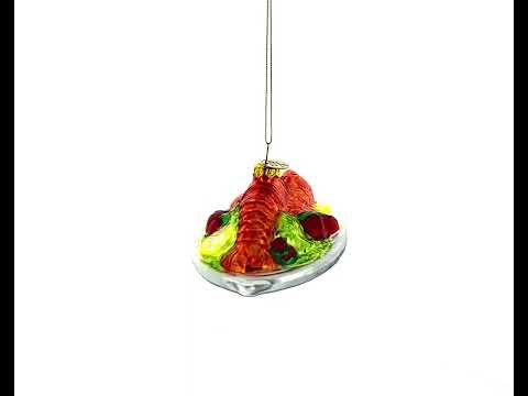 Mouthwatering Red Lobster Plate - Blown Glass Christmas Ornament