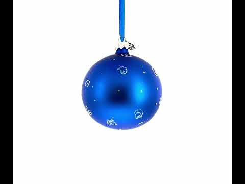 Menorah and Jewish Symbols Blown Glass Ball Ornament 4 Inches