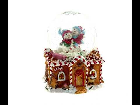 Gingerbread Cottage Snowmen Romance Musical Water Snow Globe