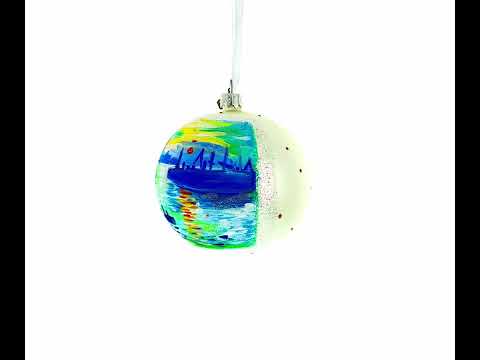 1874 'Impression Sunrise' by Claude Monet Glass Ball Christmas Ornament 4 Inches