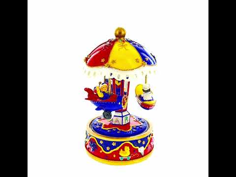 Whimsical Transport Carousel: Musical Figurine with Airplane, Boat, and Train