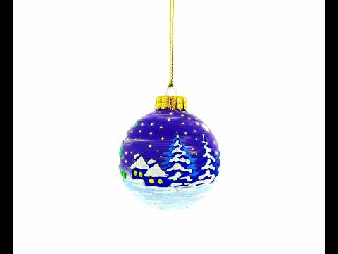 Santa, Reindeer, and Snowman Friends Blown Glass Ball Christmas Ornament 4 Inches