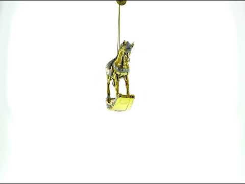 Elegant Golden Rocking Horse Blown Glass Christmas Ornament